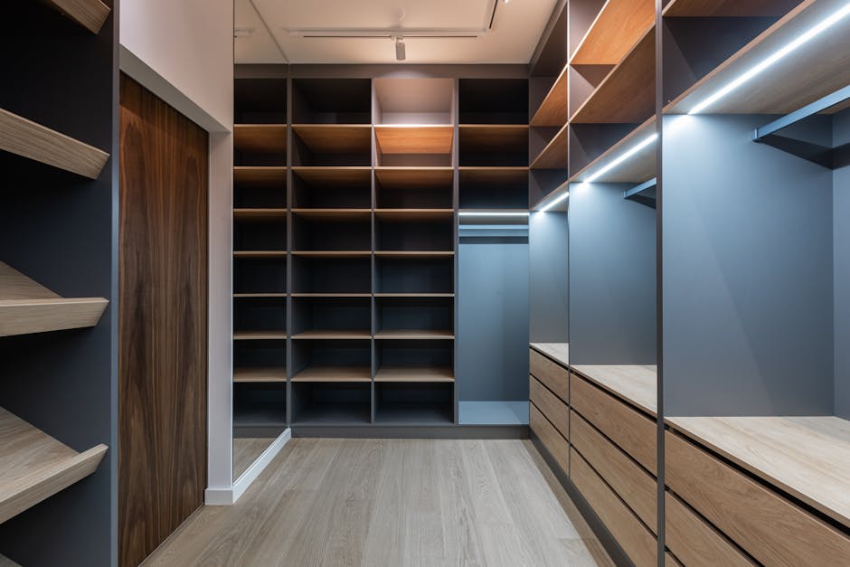 Wooden closet drawers showcasing premium wardrobe organizers